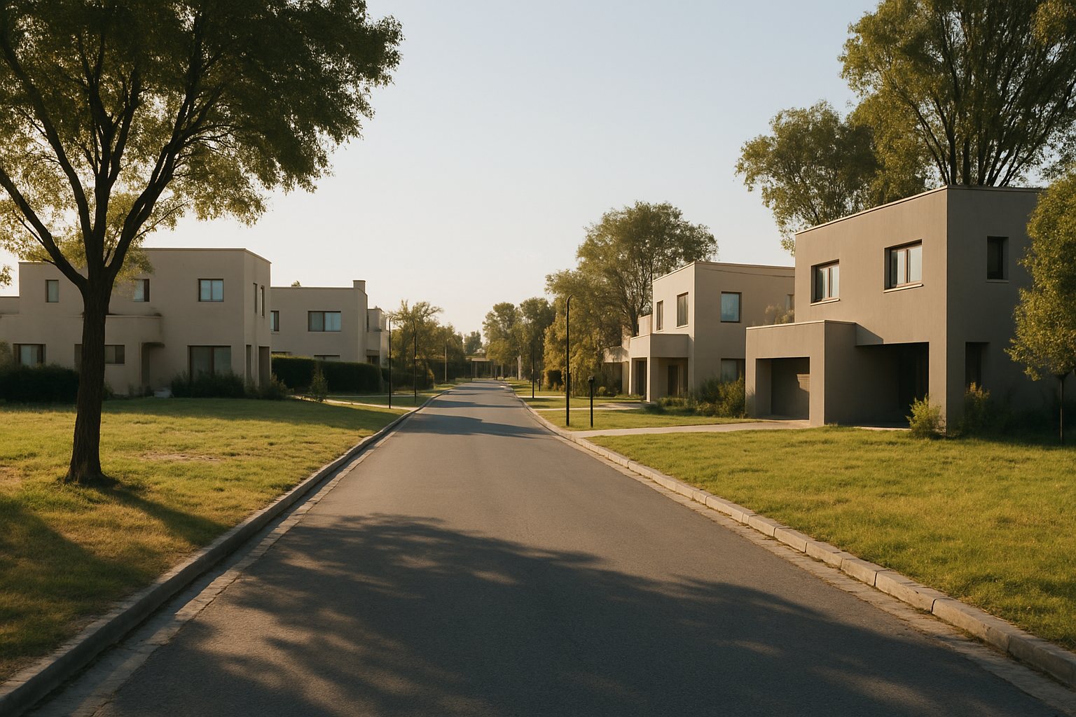 Lotes libres junto a viviendas y una calle interna de un barrio cerrado del Gran Buenos Aires